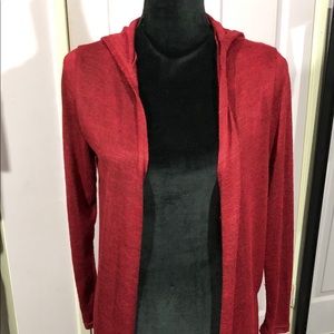 Hype burgundy long hooded Cardigan size Small